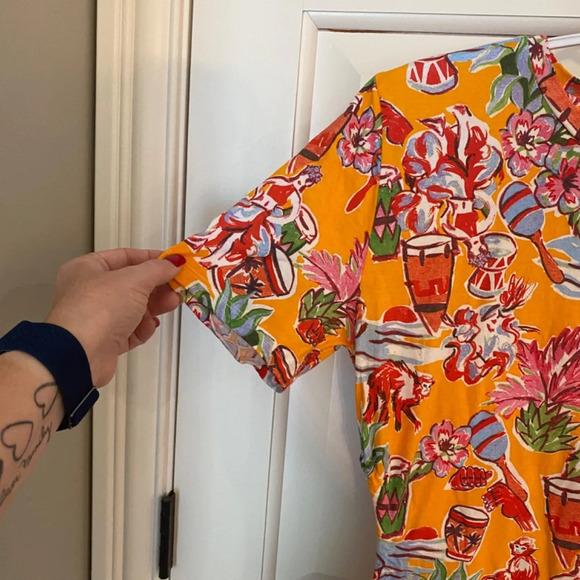 ZARA Tropical Dress with waist cutout maraca drum print 33695 - Picture 8 of 15